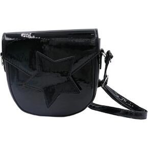 Holographic Crossbody Saddle Bag for Girls Women Glossy Patent Leather Saddle Purse Star Purse Shoulder Bag for Girls