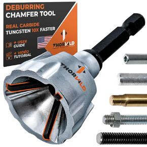 THORVALD Deburring External Chamfer Tool with Tungsten Carbide Blade - Deburr Tool for All Thread, All Metal Rod, Pipe, PVC, 3D Printing - 1/8" to 3/4" Diameter (3~19mm) - User Guide + Video Tutorial