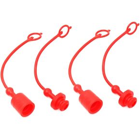 Hydraulic Coupler Dust Cap Plug Set 1/2 ISO-B,CEKER Hydraulic Dust Covers Male Female Quick Connects Fittings,Red Cap with Retention Ring Keeps Cap Attached to Hose 2Set