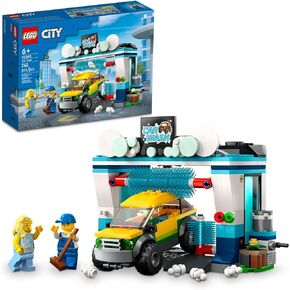 LEGO City Car Wash 60362 Building Toy Set, Fun Gift Idea for Kids Ages 6+, Features Spinnable Washer Brushes and Includes an Automobile and 2 Minifigures