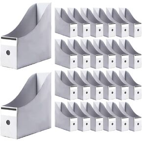 Voittozege 24 Pcs Magazine Holder Magazine File Holde Cardboard Magazine Holder 10.6 x 10.2 x 3.5 Inch White Magazine File Holder Sturdy Cardboard Magazine Holder for Home, Office, Desk Supplies