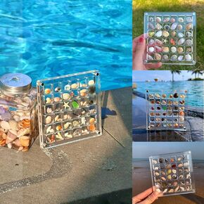 Acrylic Magnetic Seashell Display Box, 36/64/100 Grids Clear Acrylic Seashell Storage Box, Mini Seashell Display Organizer Box, Crystal Holder Shelf Cases for Gemstone Diamond-100Grids