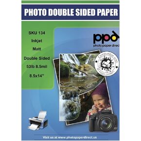 PPD Inkjet Matte Double Sided Heavyweight Photo quality Paper Legal 8.5 x 14" 53lbs. 210gsm 9mil x 50 sheets (PPD134-50)