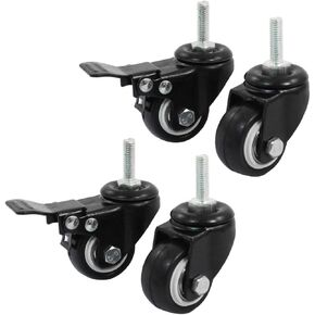 uxcell® a14071600ux0660 Shopping Wheel Trolley Brake Swivel Caster, 1.58-Inch, Black, 4-Piece