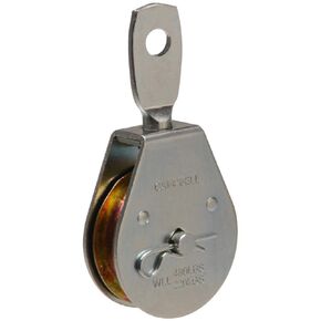 Campbell T7550301 Steel Heavy Duty Single Sheave Swivel Eye Pulley, Zinc Plated, 1-1/2" Sheave Diameter, 3/8" Rope, 420 lbs Load Capacity