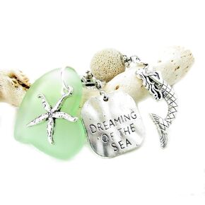 Mermaid Rear View Mirror Charm - Sea Glass Car Charm - Mermaid Gifts for Women - Beach Charms for Car - Tropical Gifts