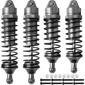All Metal Aluminum RC Shocks Absorber Damper Upgrades Parts for 1/10 Traxxas Slash 4X4 Rustler VXL 4X4 Stampede 4X4 Hoss 4X4 RC Truck Replace 5862, 4PCS (Gray)