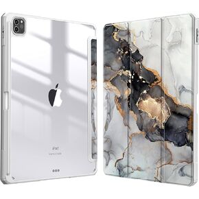Fintie Hybrid Slim Case for iPad Pro 13-inch (M4) 2024, [Built-in Pencil Holder] Shockproof Cover with Clear Transparent Back Shell, Auto Wake/Sleep, Black