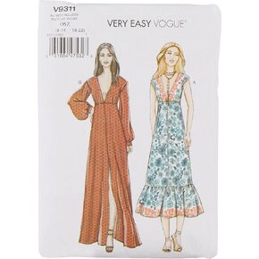 Vogue Patterns Misses' Dress, 6-8-10-12-14-16-18-20-22, red