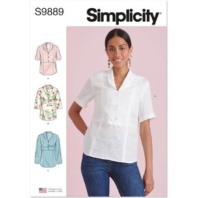 Simplicity Misses' Raised Waist Tops Sewing Pattern Packet, Design Code S9889, Sizes 4-6-8-10-12