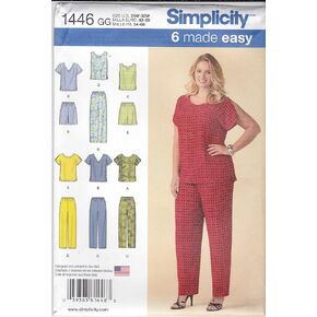 Simplicity 1446 Easy to Sew Women's Shirt, Pants, and Shorts Sewing Patterns, Sizes 26W-32W