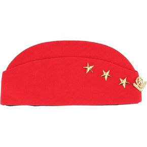 PRETYZOOM Flight Attendant Costume Flight Attendant Essentials Canvas Beret Hat Three Stars Wheat Berets Cap Sailor Cap Dancing Hat Costume Accessories Flight Attendant Hat Red Beret