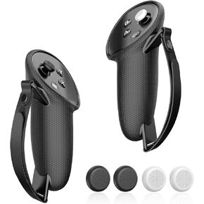 Silicone Grip Case for Meta Quest 3, TanReginal Accessories for Meta Quest 3 with Adjustable Knuckle Straps and 4 pcs Joystick Caps, Anti Scratch, Sweat Proof, Enhance Hands Holding