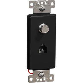 Square D من Schneider Electric Square D X Series Combination RJ 11 Phone Jack CATV F Coupler Decorator Strap، قياسي، أسود غير لامع