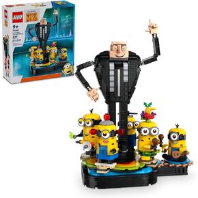 LEGO Despicable Me 4 Brick-Built Gru and Minions Figure, Buildable Minions Toy for Kids, Dancing Despicable Me Toy Figures Playset, Play-and-Display Minions Birthday Gift for Boys and Girls, 75582