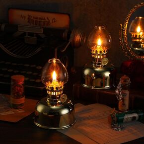 Aurelema 2 Pcs Metal Glass Oil Lamp Small Gold Kerosene Lamps Lantern Chamber Oil Lamps with Oil Wick for Indoor Use Home Decor Lighting Emergency in Saudi Arabia
