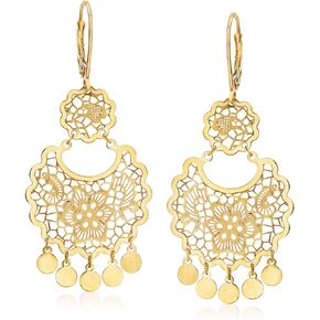 Ross-Simons Italian 14kt Yellow Gold Filigree Drop Earrings