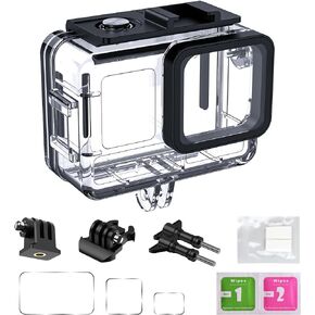 Waterproof Housing case for Insta 360 Ace Pro, Dive Case with Physical Harden Glass & Alluminium Alloy Frame Underwater Waterproof up to 60m/197/ft with Two Mounts, Three Protective Films