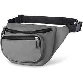 Fanny Pack, MISSMOON 3-Zipper Compartments Adjustable Waist Festival Workout Running Hiking Traveling Walking Sport Fishing Casual Hands-Free Wallets Crossbody Waist Pack Bag For Men Women BLACK