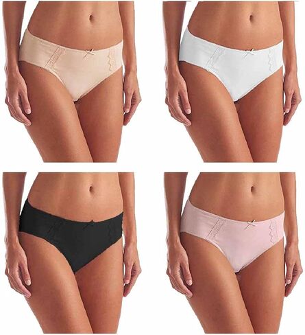 Hi- Cut Underwear Brushed Microfiber with Lace - Ultra Soft Comfort- 4 Pack in Saudi Arabia