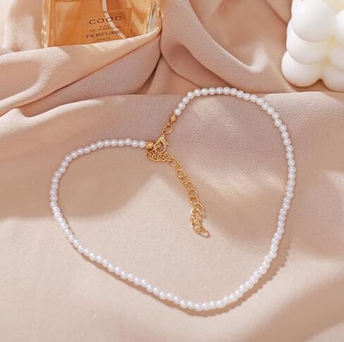 Generic عقد من اللؤلؤ الصناعي للنساء - حبلا من اللؤلؤ الصناعي الأنيق للنساء، مجوهرات عصرية، عيد الميلاد، عيد الشهر، أبيض in Kuwait