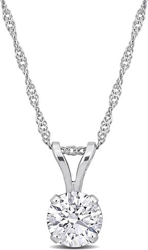 Lab-Grown Diamond Solitaire Pendant -With Unique laser engraved Diamond ID, D Color VVS2 Clarity, 1 CT TW & 3/4 CT TW -Available in Platinum or 14K White Gold- IGI Certified Lab-Grown Diamonds in Kuwait