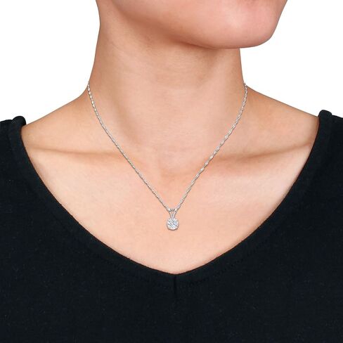 Lab-Grown Diamond Solitaire Pendant -With Unique laser engraved Diamond ID, D Color VVS2 Clarity, 1 CT TW & 3/4 CT TW -Available in Platinum or 14K White Gold- IGI Certified Lab-Grown Diamonds in Kuwait