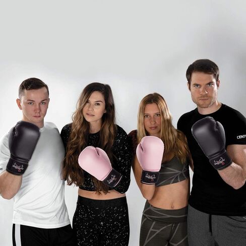 قفازات الملاكمة الوردية القرنية للنساء - 12 أونصة | مسامي مع راحة شبكية | الإبهام المرفق | لف المعصم لملاءمة مثالية | يُستخدم عند الملاكمة أو التألق أو لكمة الحقيبة | معدات للتدريب في المنزل in Kuwait