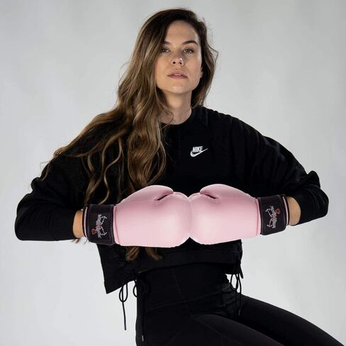 قفازات الملاكمة الوردية القرنية للنساء - 12 أونصة | مسامي مع راحة شبكية | الإبهام المرفق | لف المعصم لملاءمة مثالية | يُستخدم عند الملاكمة أو التألق أو لكمة الحقيبة | معدات للتدريب في المنزل in Kuwait