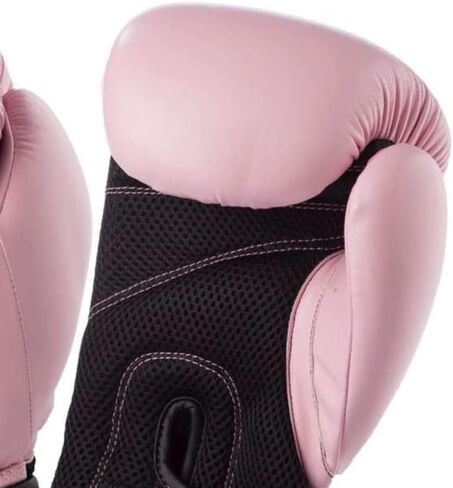 قفازات الملاكمة الوردية القرنية للنساء - 12 أونصة | مسامي مع راحة شبكية | الإبهام المرفق | لف المعصم لملاءمة مثالية | يُستخدم عند الملاكمة أو التألق أو لكمة الحقيبة | معدات للتدريب في المنزل in Kuwait