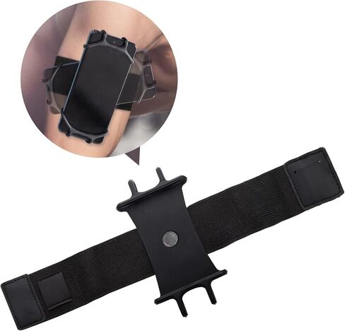 حزام يد للجري من MOGALY قابل للدوران 360 درجة، حامل هاتف للركض 3 في 1، حامل هاتف رياضي للدراجة، يناسب جميع الهواتف الذكية مقاس 4.7-7.3 بوصة (أسود) in Kuwait