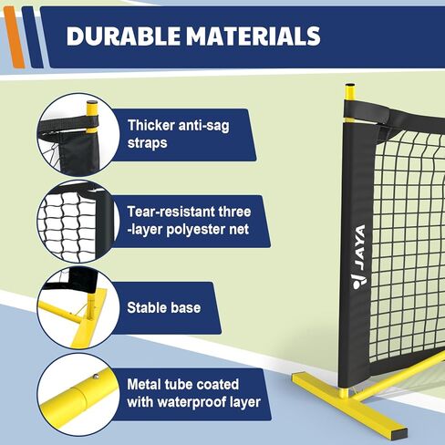 JAYA Portable Pickleball Net with Unique Ball Holder, IPF Standard 22FT, Steady Metal Frame, Easy Setup, Suitable for Driveways and Backyards in Saudi Arabia