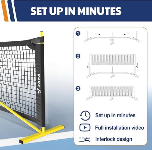 JAYA Portable Pickleball Net with Unique Ball Holder, IPF Standard 22FT, Steady Metal Frame, Easy Setup, Suitable for Driveways and Backyards in Saudi Arabia