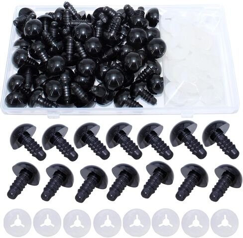 100Pcs Safety Eyes and Secure Washers for Amigurumi Crochet - Thalinfayi 15mm Blue Plastic Safety Eyes Crochet Craft Eyes for Amigurumi, Crafts, Crochet Doll DIY Making Supplies in Saudi Arabia