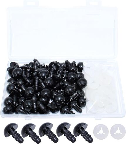 100Pcs Safety Eyes and Secure Washers for Amigurumi Crochet - Thalinfayi 15mm Blue Plastic Safety Eyes Crochet Craft Eyes for Amigurumi, Crafts, Crochet Doll DIY Making Supplies in Saudi Arabia
