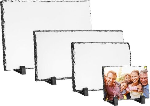 PATIKIL Sublimation Slate Blanks, 4 Pcs Rectangular Stone Sublimation Photo Frame Heat Press Sublimation Plaque for Making Memorial for a Friend, Dog, Personalized Gift, White in Saudi Arabia