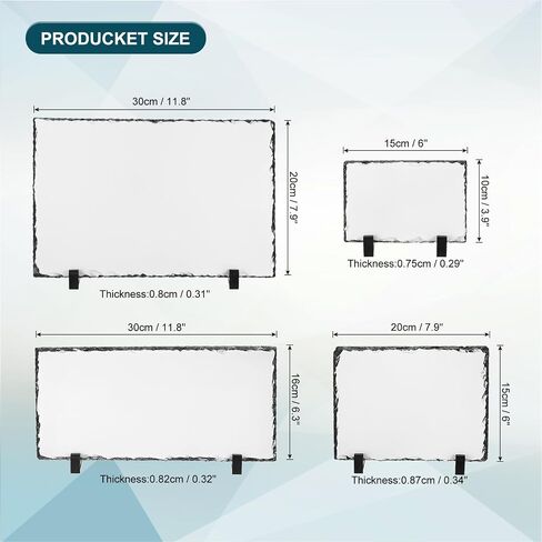 PATIKIL Sublimation Slate Blanks, 4 Pcs Rectangular Stone Sublimation Photo Frame Heat Press Sublimation Plaque for Making Memorial for a Friend, Dog, Personalized Gift, White in Saudi Arabia
