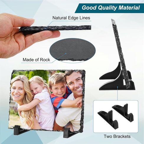 PATIKIL Sublimation Slate Blanks, 4 Pcs Rectangular Stone Sublimation Photo Frame Heat Press Sublimation Plaque for Making Memorial for a Friend, Dog, Personalized Gift, White in Saudi Arabia