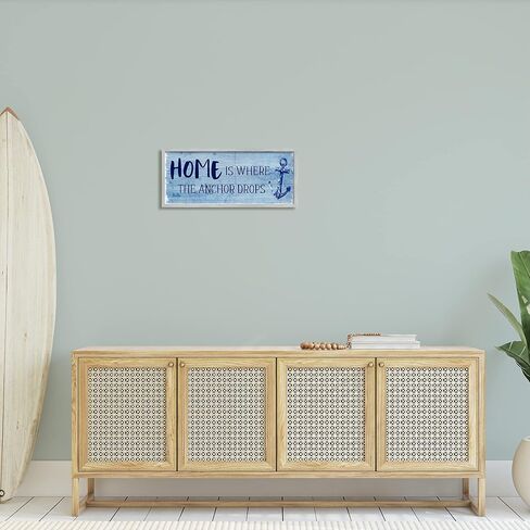 Stupell Industries Home Is Where Anchor Drops Nautical Beach Phrase Framed Wall Art, Design By Susan Jill in Saudi Arabia