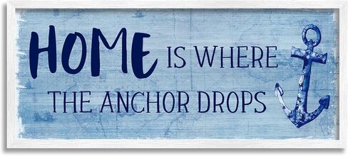 Stupell Industries Home Is Where Anchor Drops Nautical Beach Phrase Framed Wall Art, Design By Susan Jill in Saudi Arabia