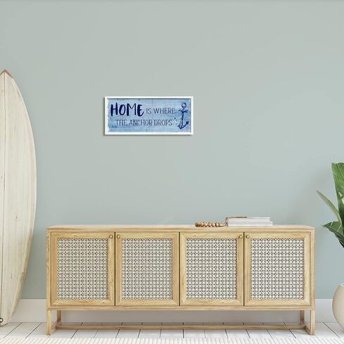 Stupell Industries Home Is Where Anchor Drops Nautical Beach Phrase Framed Wall Art, Design By Susan Jill in Saudi Arabia