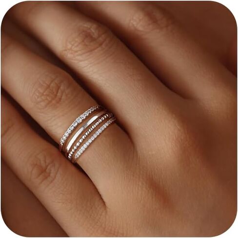Tasiso Stackable Gold Rings for Women Non Tarnish Trendy Dainty 14K Gold Plated Cubic Zirconia Thumb Ring Set Trendy Statement Love Friendship Promise Engagement Rings Size 6 7 8 9 10 in Kuwait