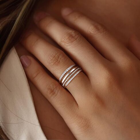 Tasiso Stackable Gold Rings for Women Non Tarnish Trendy Dainty 14K Gold Plated Cubic Zirconia Thumb Ring Set Trendy Statement Love Friendship Promise Engagement Rings Size 6 7 8 9 10 in Kuwait