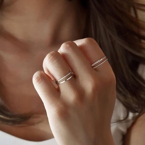 Tasiso Stackable Gold Rings for Women Non Tarnish Trendy Dainty 14K Gold Plated Cubic Zirconia Thumb Ring Set Trendy Statement Love Friendship Promise Engagement Rings Size 6 7 8 9 10 in Kuwait