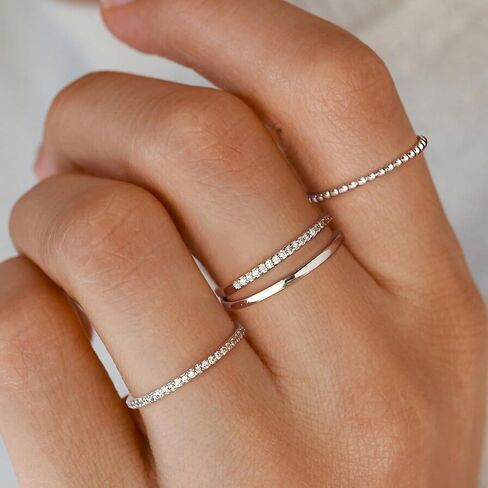 Tasiso Stackable Gold Rings for Women Non Tarnish Trendy Dainty 14K Gold Plated Cubic Zirconia Thumb Ring Set Trendy Statement Love Friendship Promise Engagement Rings Size 6 7 8 9 10 in Kuwait