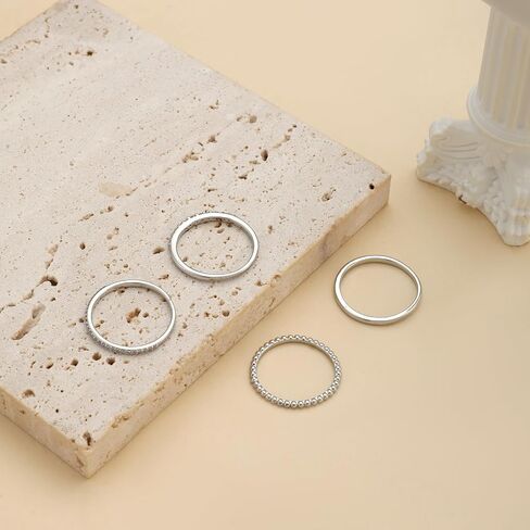 Tasiso Stackable Gold Rings for Women Non Tarnish Trendy Dainty 14K Gold Plated Cubic Zirconia Thumb Ring Set Trendy Statement Love Friendship Promise Engagement Rings Size 6 7 8 9 10 in Kuwait