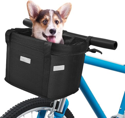 Instellar Bike Basket Front, Multi-Purpose Bicycle Handlebar Basket Folding Pet Cat Dog Carrier for Outdoor Cycling Shopping and Camping in Saudi Arabia