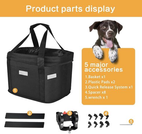 Instellar Bike Basket Front, Multi-Purpose Bicycle Handlebar Basket Folding Pet Cat Dog Carrier for Outdoor Cycling Shopping and Camping in Saudi Arabia