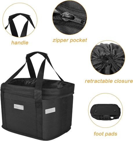 Instellar Bike Basket Front, Multi-Purpose Bicycle Handlebar Basket Folding Pet Cat Dog Carrier for Outdoor Cycling Shopping and Camping in Saudi Arabia