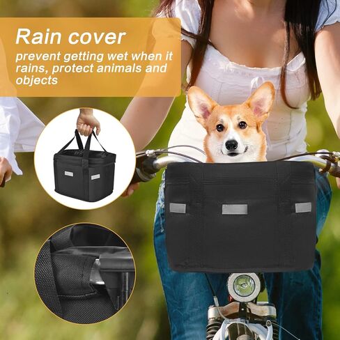 Instellar Bike Basket Front, Multi-Purpose Bicycle Handlebar Basket Folding Pet Cat Dog Carrier for Outdoor Cycling Shopping and Camping in Saudi Arabia